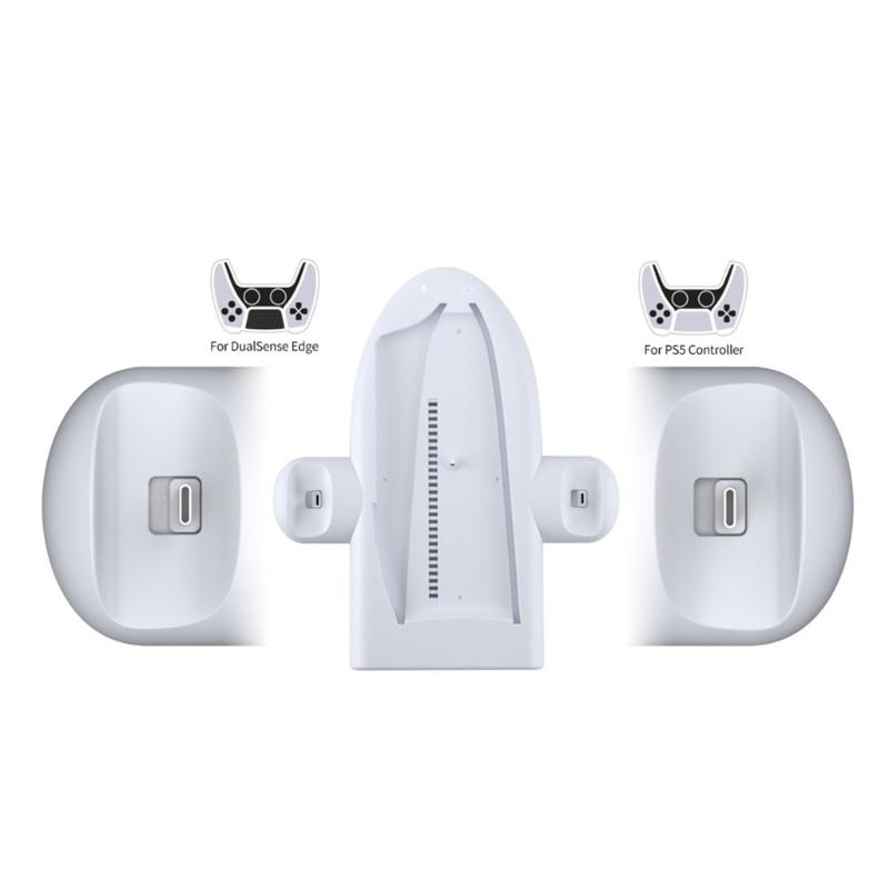 Host Cooling Stand Game Console Base for PS 5 Slim and Controller Charging Holder Vertical Stand with 3 Level Cooler Fan