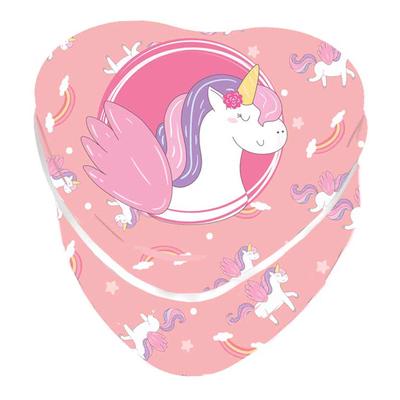 [Q8351] – Metall-Schmuckkästchen „Licorne My Unicorn“ rosa (Herz) – 7x7x4 cm