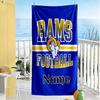 Rams Football Team Spirit Personalized Name Beach Towel Soft Durable Quick-Dry