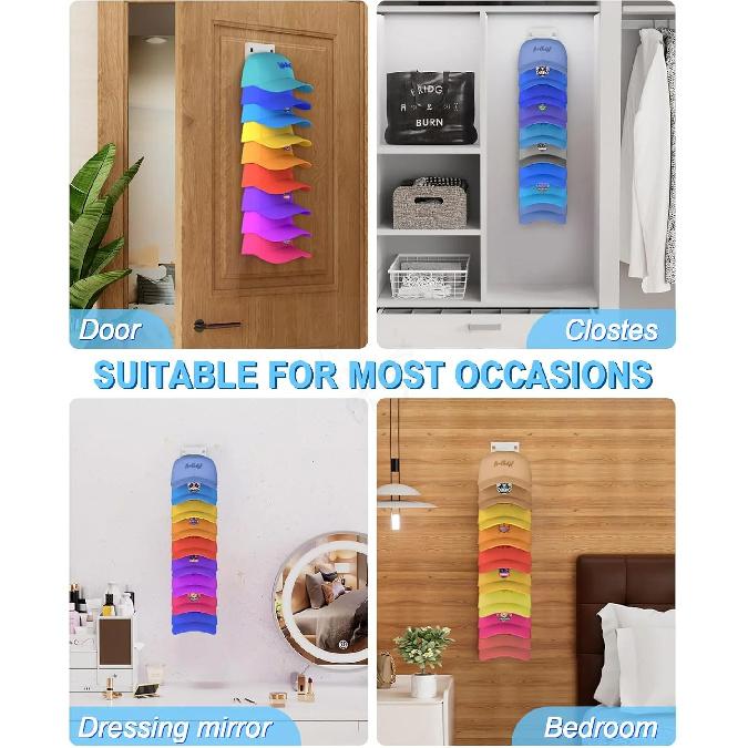 2026 New Baseball Cap Rack Wall Mounted Hat Organizer Storage Hanger for Door Closet Multifunctional Cap Holder Display Cup Holders 5