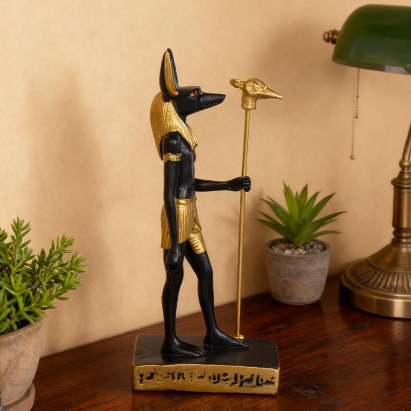 Ägyptische Mythologie Anubis Statue Kunstharzhandwerk für Heimdekoration in Schlafzimmer, Wohnzimmer und Arbeitszimmer