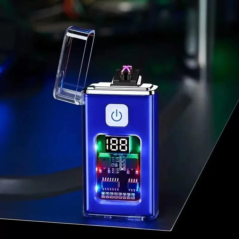 Fashionable USB Electronic Pulse Digital Display Induction Lighter Men Windproof Plasma Outdoor Camping Small Tool Accessories