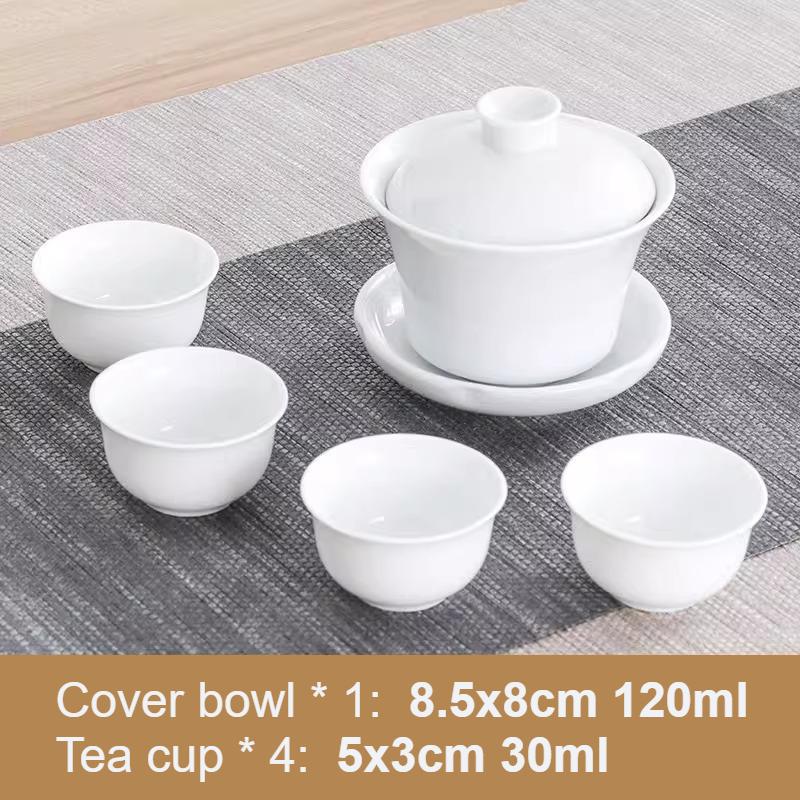 

Ceramic Covered Bowl Chinese Kung Fu Teaset White Porcelain Tea Cup Household Tea Cup Lid Tea Ceremony Accessories Teaware Sets