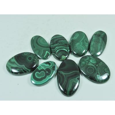 250Cts. Green Malachite Oval Cabochon Loose Natural Gemstone 08 Pcs Lot C-3086