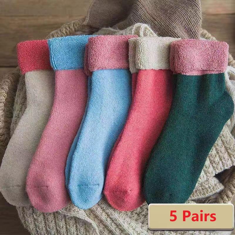 

5 пар шерстяных носков для женщин, теплые, удобные, для походов, термоноски для ботинок, мягкие, для работы, женские зимние носки 5 Pairs