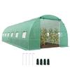 Tunnel Greenhouse 8x3x2 M Garden Greenhouse with 12 Windows and Roll-Up Door Steel and PE 140 G/m² Green