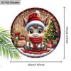 Christmas Cute Donkey Merry Christmas Round Wooden Hanging Sign, 2D Flat Printed Wall Door Ornament, Xmas Home Porch Holiday Decor Gift
