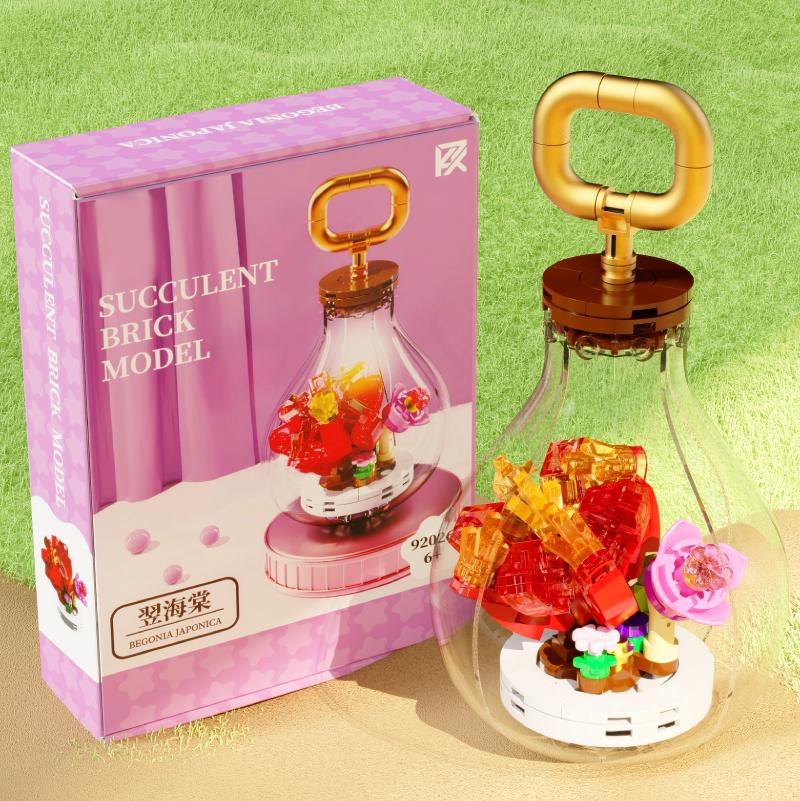 Kreatív Szukkulens Izzó Építőkockák Örök Virág Összeszerelő Kockák Lakásdekoráció Lány Ünnepi Ajándékok Gyerekjátékok