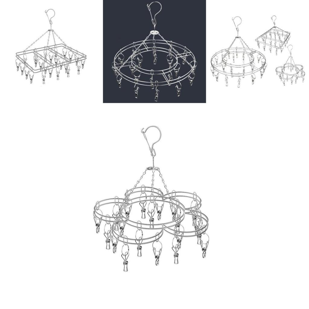 Heavy Duty Stainless Steel Socks Hanger With Non Expandable Clamps For Indoor Or Outdoor