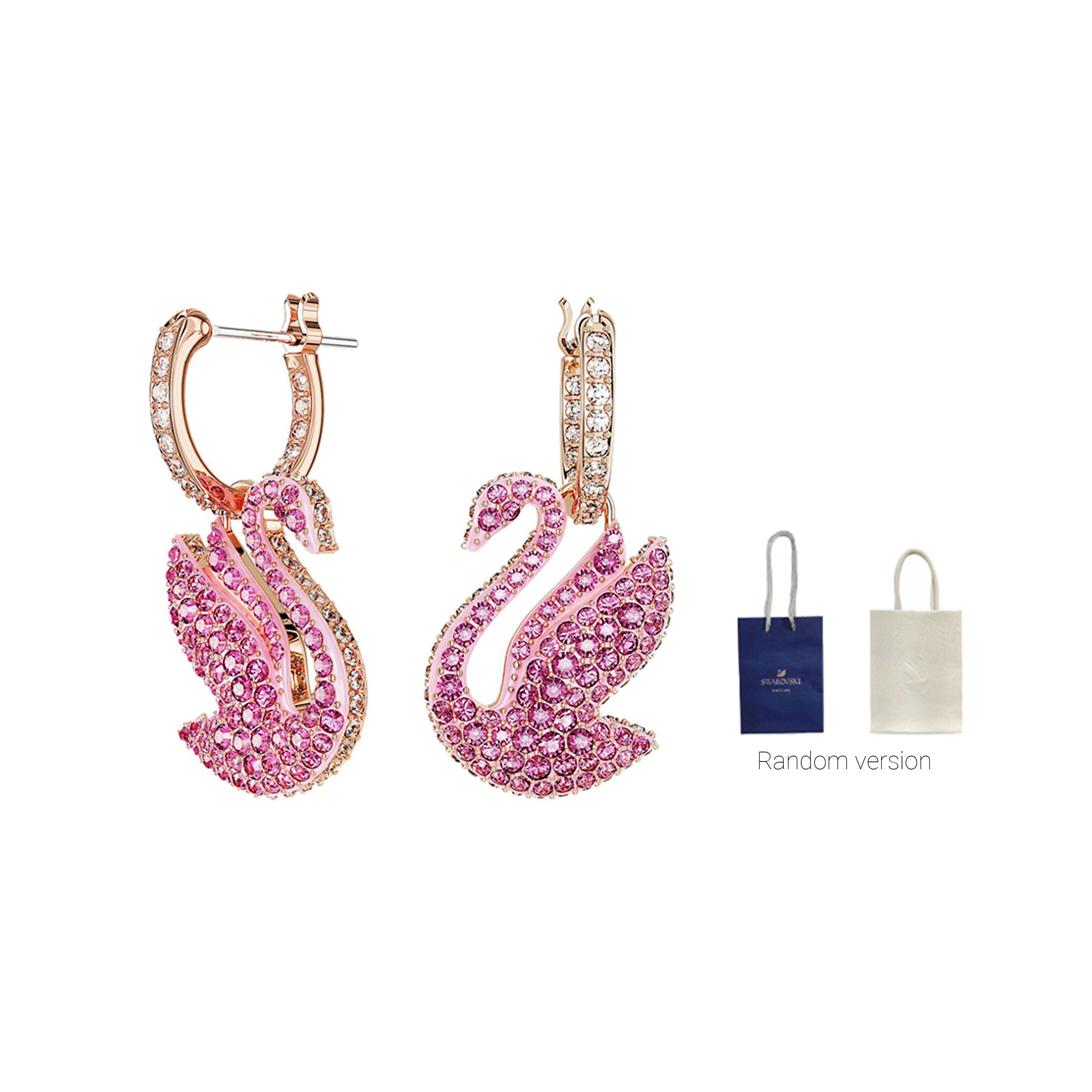 Swarovski Swan Shaped Drop Earrings With Crystal Women earrings 5647544 Box (Random Color)