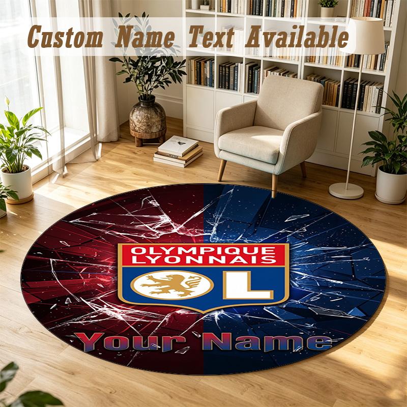 Round Rug Custom NameLyon FC Pattern Non Slip Carpet Home Floor Decor