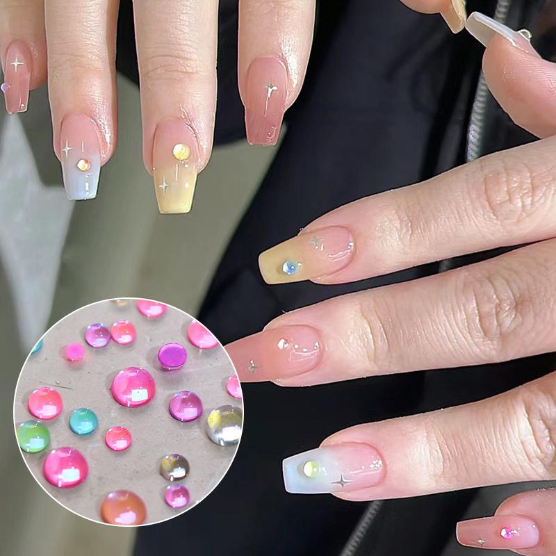 100 Stück Gemischte Größe Aurora Meerjungfrau Perlen Nailart Dekoration Sommer Teile Bunte Macaron Blasenperlen Nagelanhänger DIY Maniküre