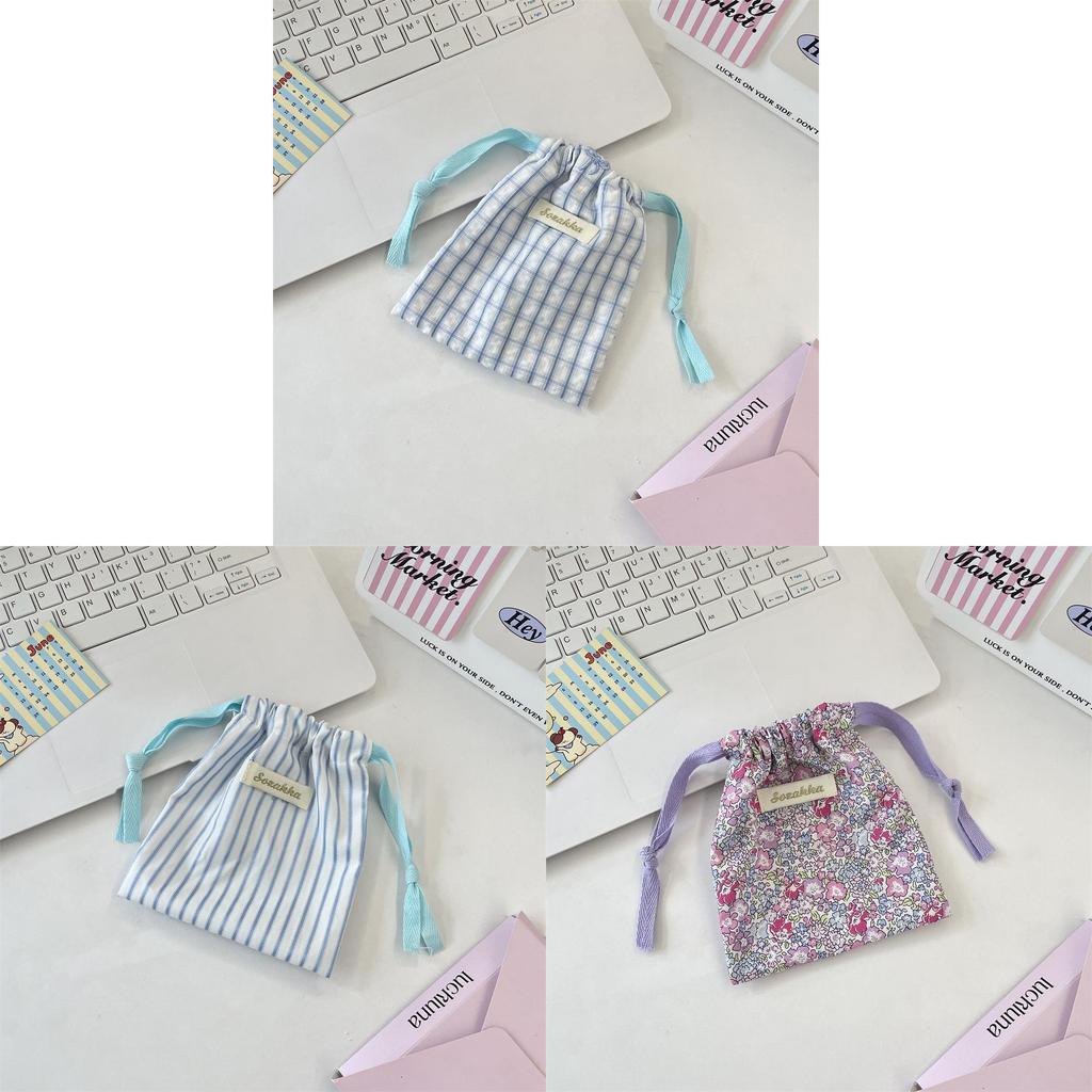 Travel Cosmetic Organizer With Printed And Drawstring Design For Makeup And Skincare Storage