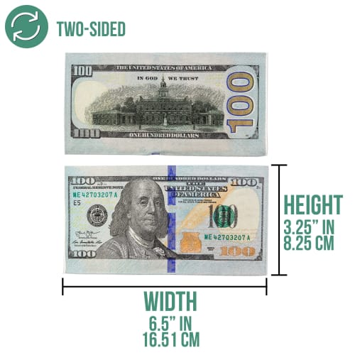 Iconikal Disposable Dinner Paper Party Napkins, 75 Count, $100 Bill Design - Fun Benjamin-Themed Cocktail Napkins for Birthday Parties, Casinos, Offic