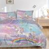 Unicorn Dreams Rainbow Sky Print 3Pcs Bedding Setduvet Cover With 2 Bedropillowcase Home Birthday Gift