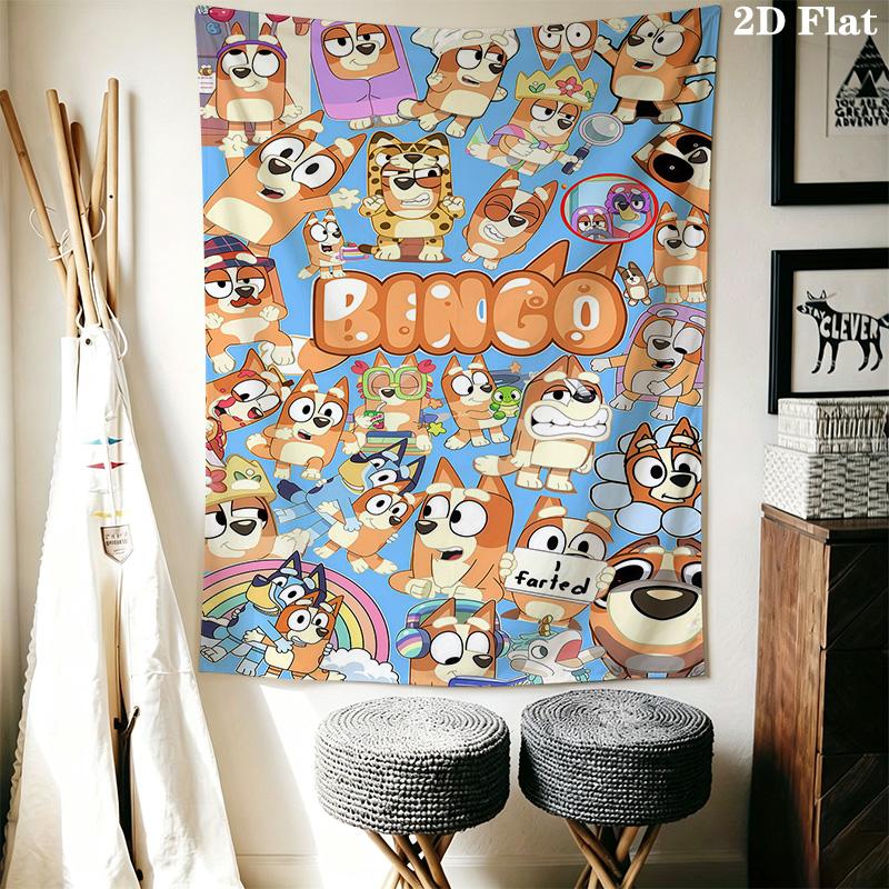 Bingo Friends Tapestry Fun Vibrant Decor Tapestry Wallmounted Background Cloth Work Of Art Home Decor Background Wall Hanging Cloth
