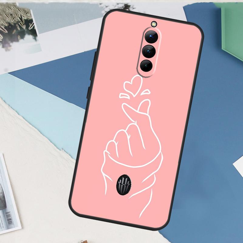 Kpop Hand Finger Heart Case For ZTE Nubia Red Magic 9 10 11 8 8S 9S 10S Pro Plus 6 7 6S 7S Pro 5G 6R 10 Air Cover