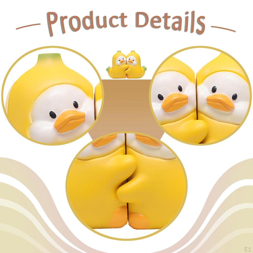 Duck Statues Desktop Ornaments Bookends Cartoon Resin Book Ends Shelf Holders for Bedroom