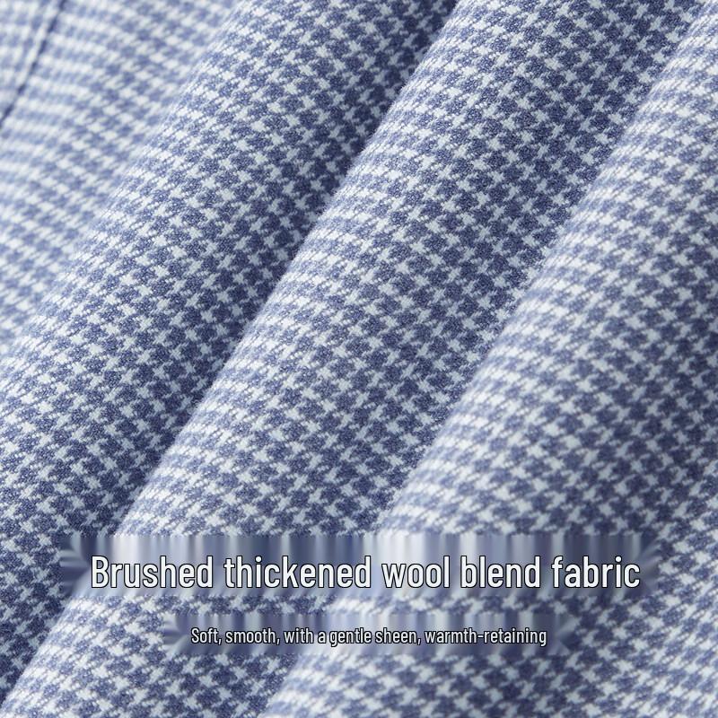 FIRS Men's Wool Blend Plaid Brushed Thermal Business Casual Long-Sleeve Shirt