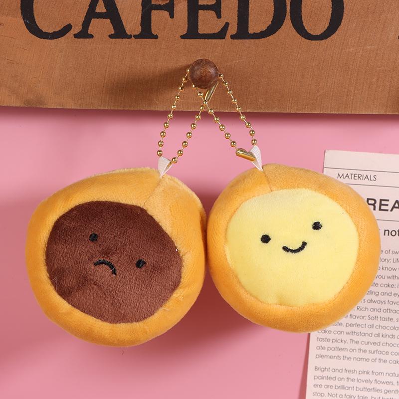 Niedliche Eierkuchen Plüschtier Schlüsselanhänger Cartoon Essen Weiche Stoffpuppe Anhänger Autoschlüsselring Rucksacktasche Dekor Kindergeschenk