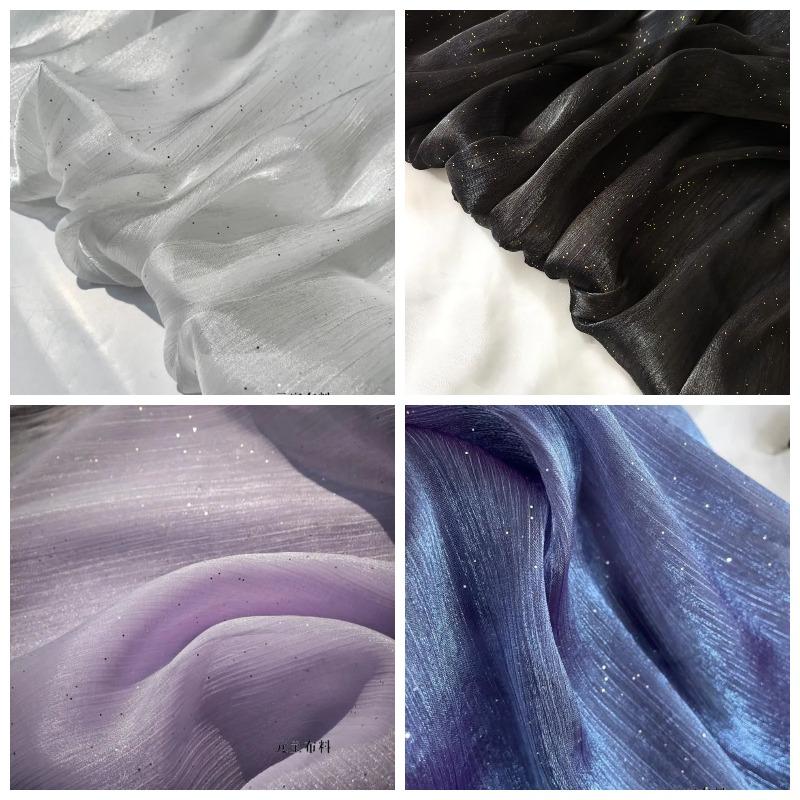 Soft Glitter Starry Sky Organza Fabric By The Meter for DIY Decoration Clothing Skirts Dresses Sewing Shiny Cloth Sequined