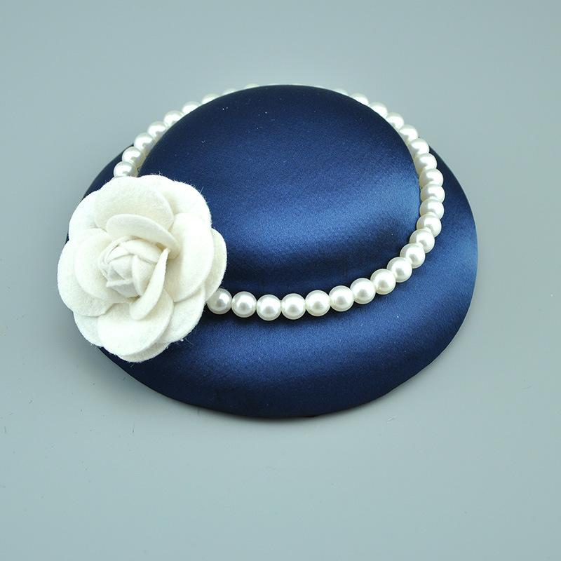 French Simple Pearl Top Hat British Celebrity Elegant Cheongsam Dinner Dress Night Shanghai Girls Catwalk Headdress