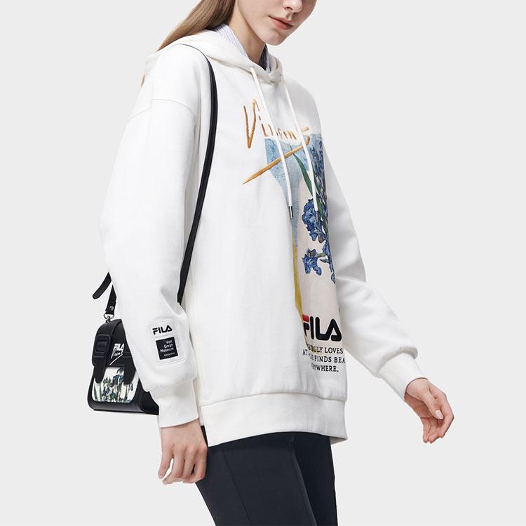 Fila X Van Gogh Collaboration Series Van Gogh Museum 2.0 Plant Print Letter Hoodie Women Hoodies Cloud-White F11W318207FWT
