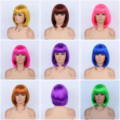 Krátká paruka Bob s rovnými vlasy a ofinou - Cosplay Univerzální velikost