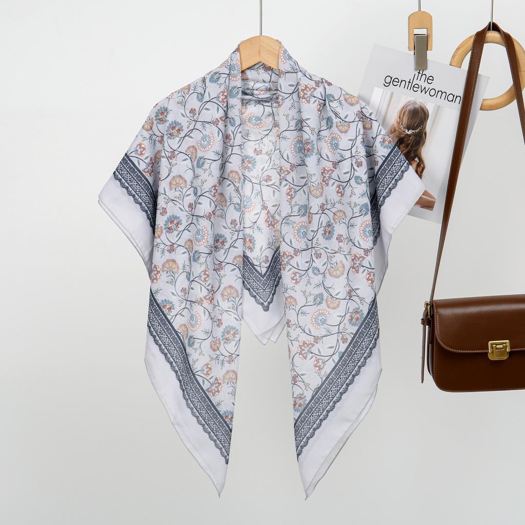110cm Printed Cotton Square Scarf For Woman Muslim Hijabs Shawls Fashion Soft Wraps Ladies Neckerchief Female Handkerchief