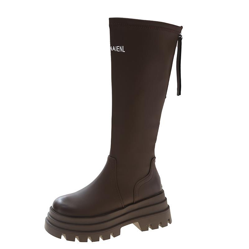

Autumn new 2025 women s fashion trend retro handsome and thin thick heels but knee knight boots trendy boots 40 темно-коричневого