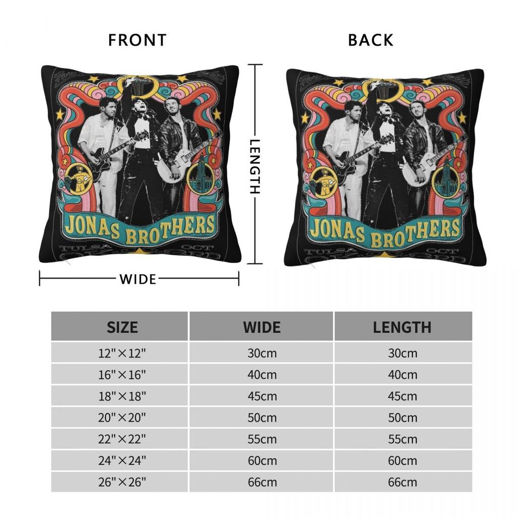 Jonas Brothers Tour Square Pillow Covers Sofa Pop Music Cushion Cover Cool Decorative Pillowcase 45*45