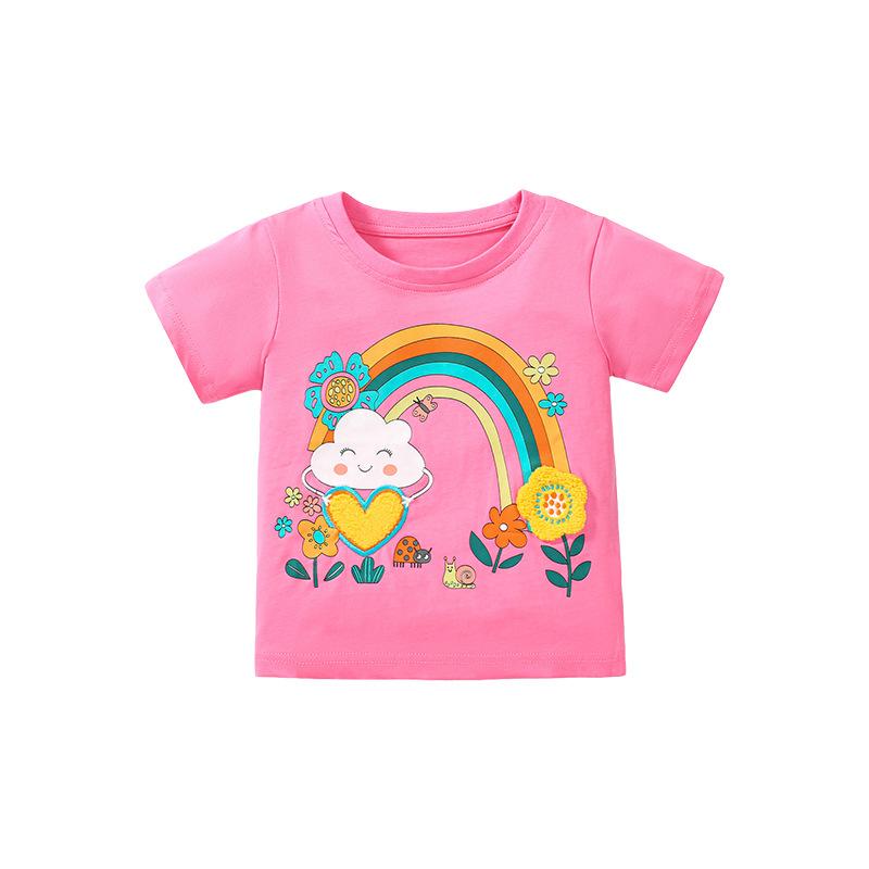 Summer new girls short-sleeved T-shirt pure cotton cartoon top baby T-shirt pure cotton T-shirt