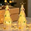 Compact Warm Light Fixture Lighted Christmas Tree Ornaments, Mini Xmas Night Light, Battery Operated Holiday Souvenir Table Lamp, Decorative