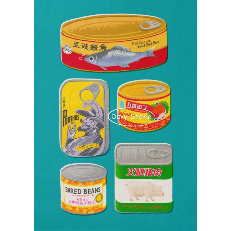 Asian Food Dim Sum Egg Tart Baos Dumplings Posters and Prints Canvas Painting Wall Art Pictures for Kitchen Dining Room Decor