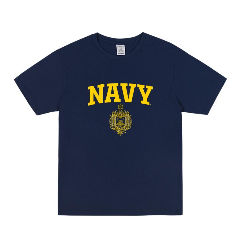 

НАС. Футболка с графическим принтом «Военно-морская академия», футболка с коротким рукавом для мужчин и женщин, уличная одежда для мужчин. 4XL