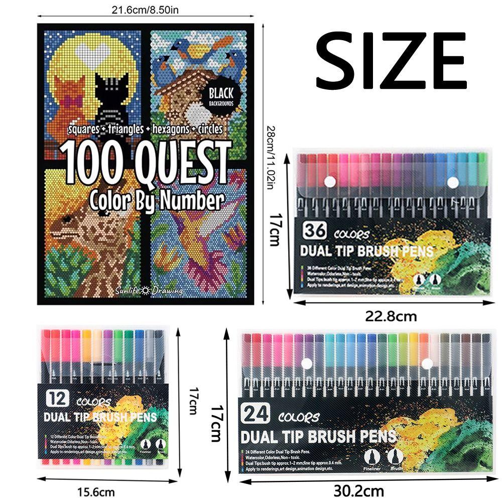 Cartoon Paint By Numbers Paper Drawing Learning Book Gifts Filling Color Book Set  Adults and Kids