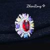 Foydjew New Fashion Temperament Color Simulation Tourmaline Jewelry Sets Oval Red Stone Pendant Necklaces Drop Earrings Rings