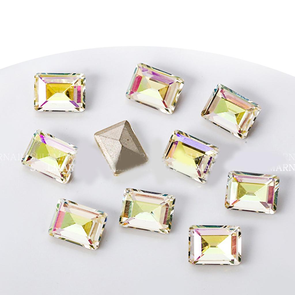 10Pcs Nail Crystals 3D Nail Art Rhinestones Pointed Back Charms Gems Stones for Nails Decorations Makeup Clothes Shoes
