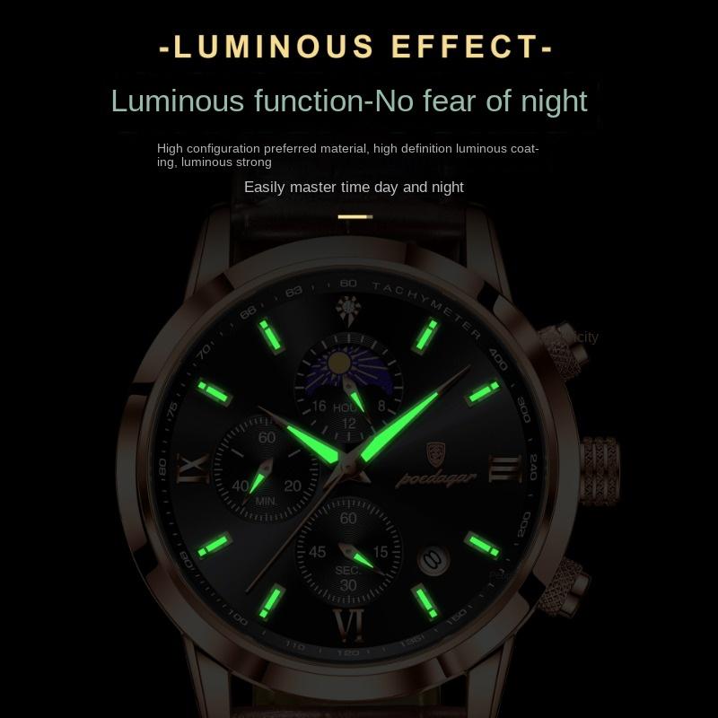 New Top Brand Men's Watch Multi-function Chronograph Quartz Waterproof Luminous Watch