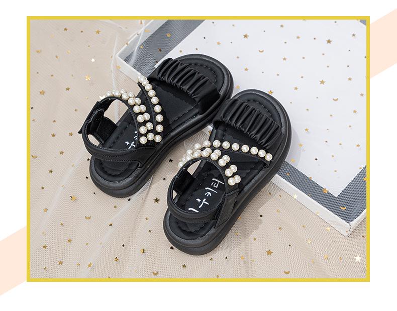 Summer 2026 Girls' Pearl Sandals: Elegant Korean-Style Princess Beach Shoes