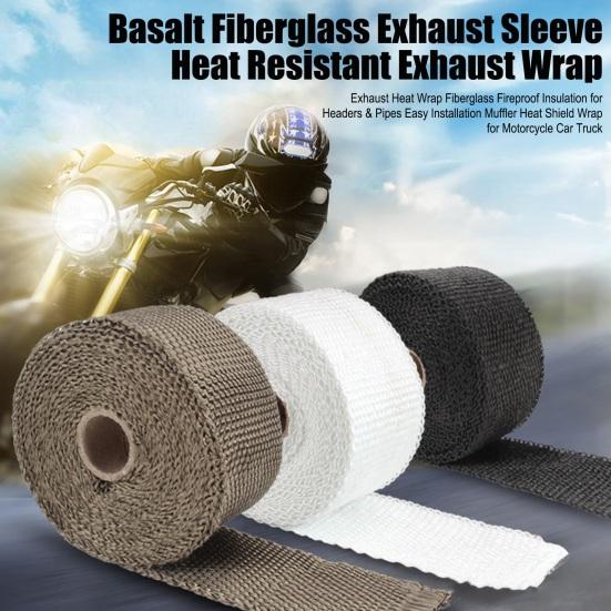 Exhaust Heat Wrap Fiberglass Fireproof Insulation for Headers & Pipes Easy Installation Muffler Heat Shield Wrap for Motorcycle Car Truck