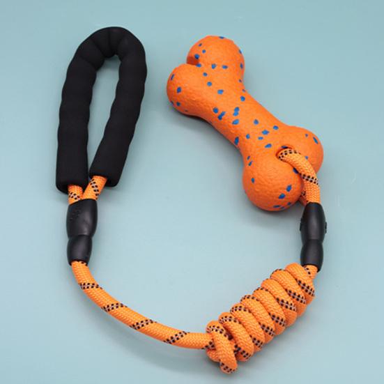 Pet Teeth Cleaning Toy ETPU Bone Dog Chew Toy, with Braided Rope, Foam Handle, Interactive Tug Pets of War for Medium Large Breed Dogs Toys