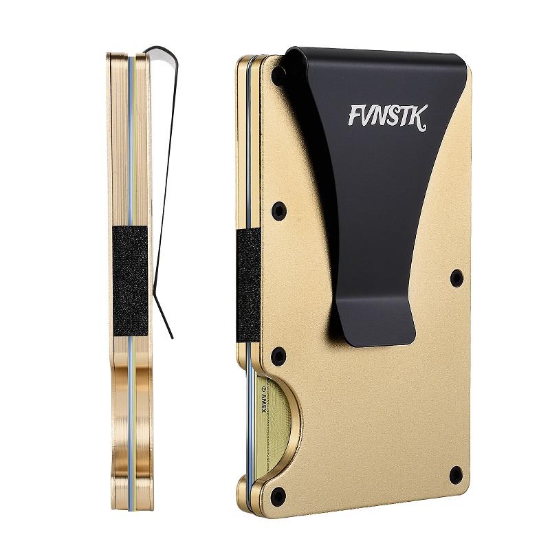 Brieftasche – Kreditkartenetui mit Blockierung der Vordertasche – Metall-Geldbörse mit Geldscheinklammer