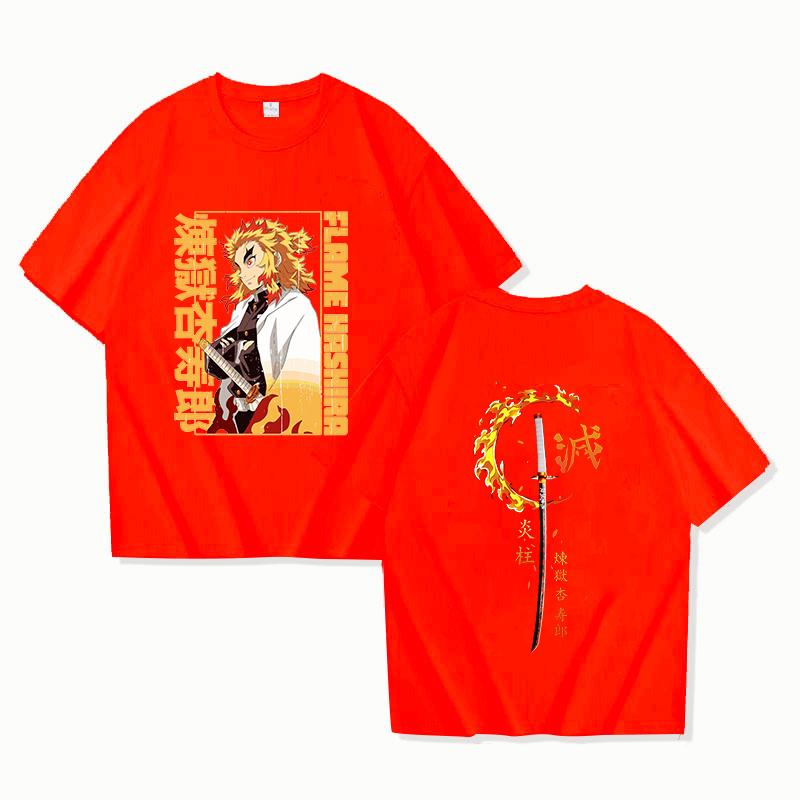 New Anime Rengoku Kyoujurou T Shirt Unisex Short Sleeve O Neck Summer Casual Pattern Printing T-shirt Top Tee