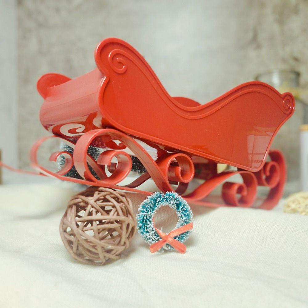 4 Stück/Set Kunststoff Weihnachts-Schlitten Schlitten Figur Abnehmbares Desktop-Schlittenmodell Weihnachten