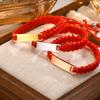 Pulsera de Identificación con Grabado Gratuito de Nombre y Fecha para Bebé, Pulseras de Acero Inoxidable marca Bent con Trenzado de Cuerda de Nylon Rojo, Joyería Ajustable Regalos