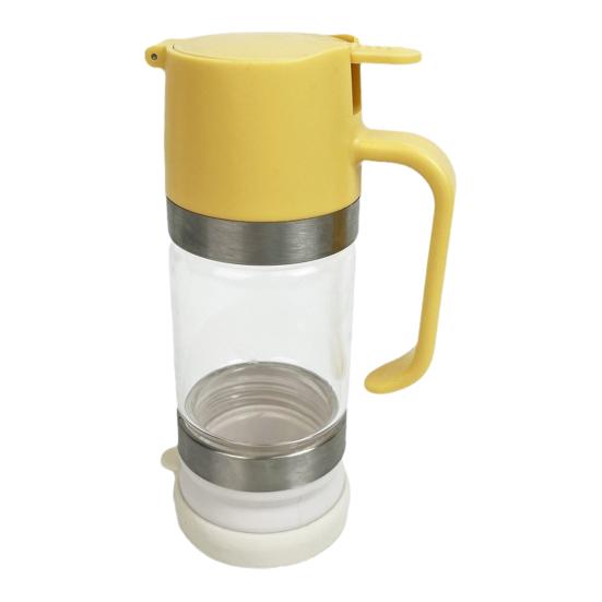 

No Drip Honey Dispenser Glass Syrup Dispenser with Base 12 Oz Honey Container with Handle for Syrup Jam Mess-Free Pouring And Easy Cleaning