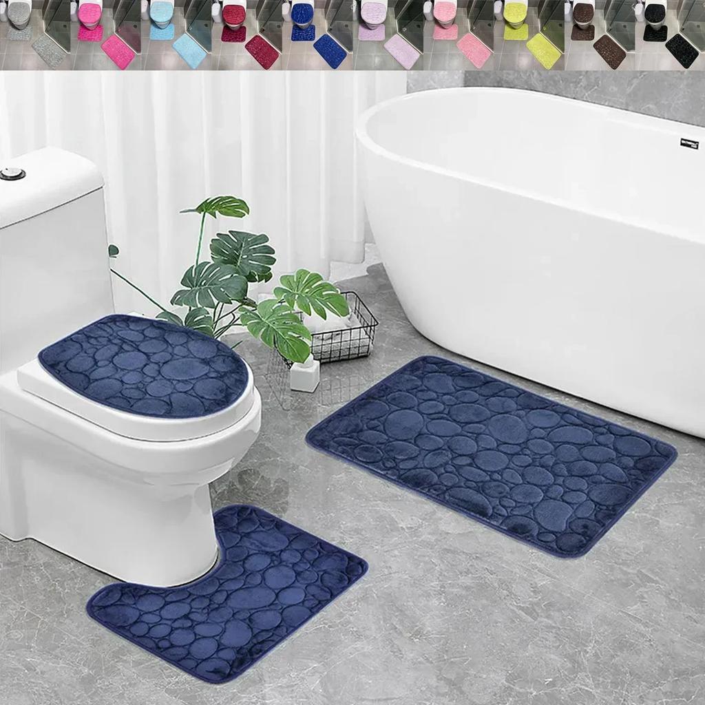 3PCS/set Bath Mats Non Slip Memory Foam Bathroom Soft Rugs Water Absorption Dry Fast Bath Mat Machine Washable for Home Floor