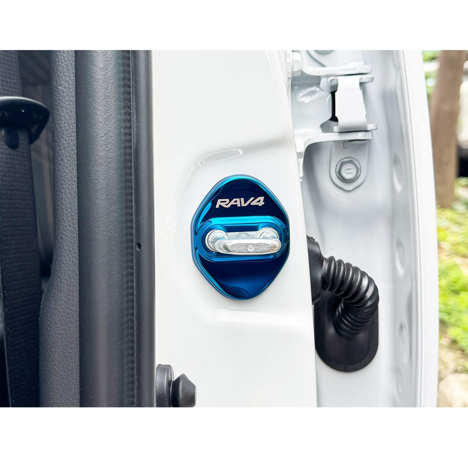 

MEKOMEKO Накладка на фиксатор замка двери Toyota RAV4 50 Серии, Накладка на дверной замок, Хромированные аксессуары, Детали интерьера, Зеркальная нержавеющая сталь, 4 шт., Новый RAV4 50 Серии 2019-XA50 синий