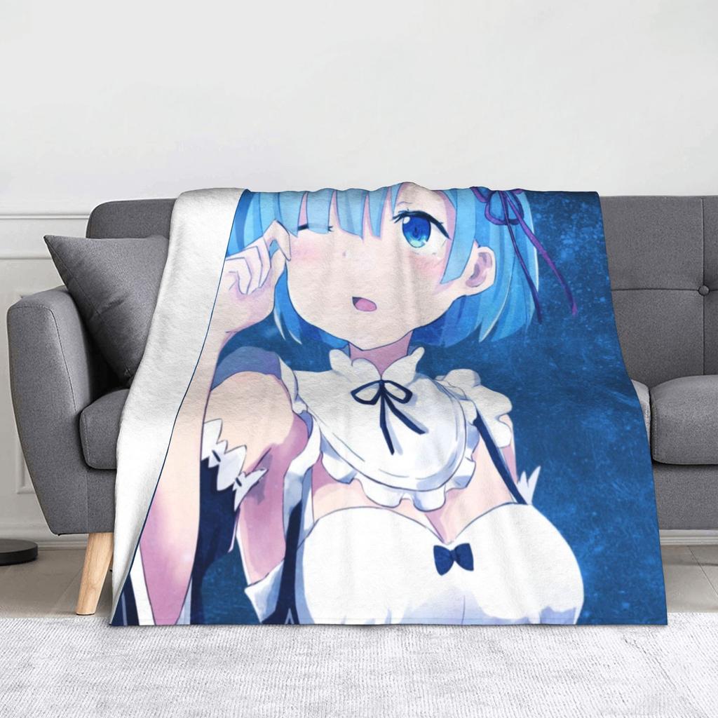 Rem Emilia Re:ZERO Flanell-Kuscheldecken Starten das Leben in Anderen Welten Anime-Decke für Sofa Couch Warmes Schlafzimmer Steppdecke